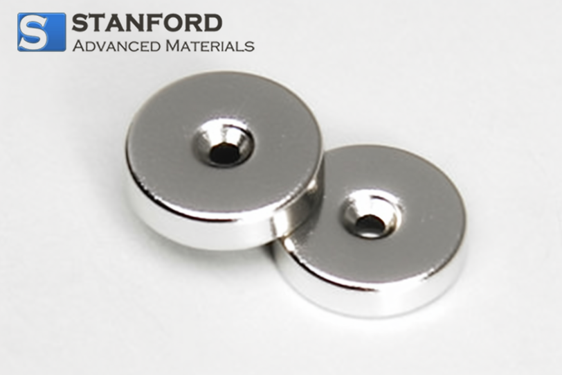 Neodymium Magnets 3/4 in x 3/4 in x 1/8 in with Countersunk Hole