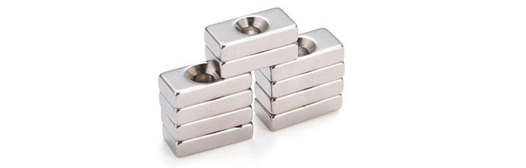 Neodymium Plate / Block Magnets With Countersunk Holes