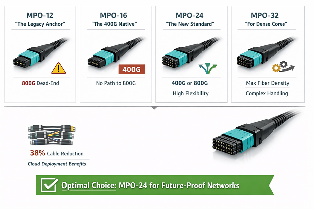 The number of fibers in an MPO connector
